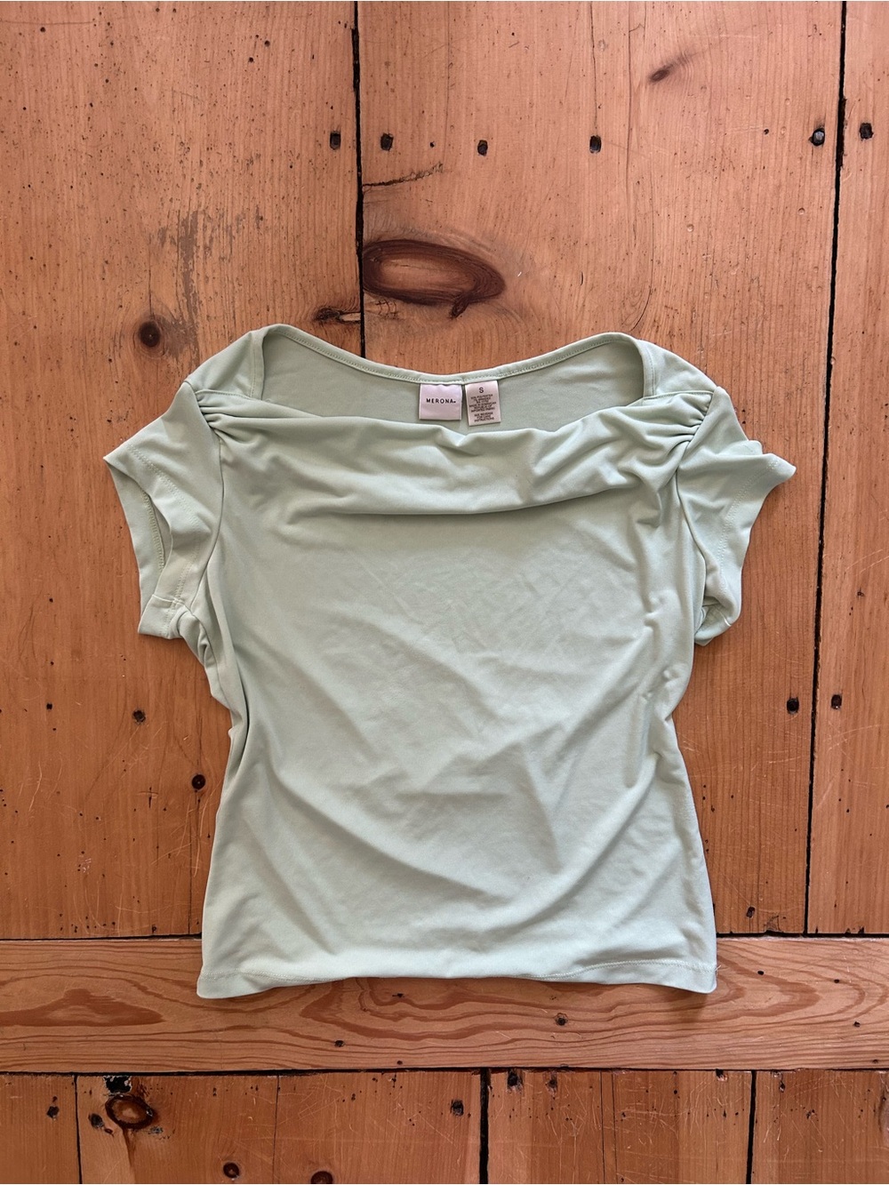 Y2K Merona Light Green Short Sleeve Boatneck Top